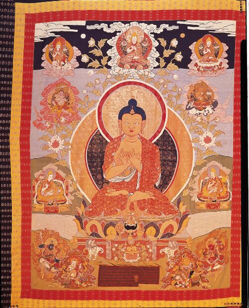 The Future Buddha Maitreya Flanked by the Eighth Dalai Lama and His Tutor