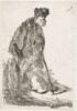 Rembrandt van Rijn - Man in a Coat and Fur Cap Leaning Against a Bank