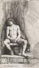 Rembrandt van Rijn - Nude Man Seated Before a Curtain