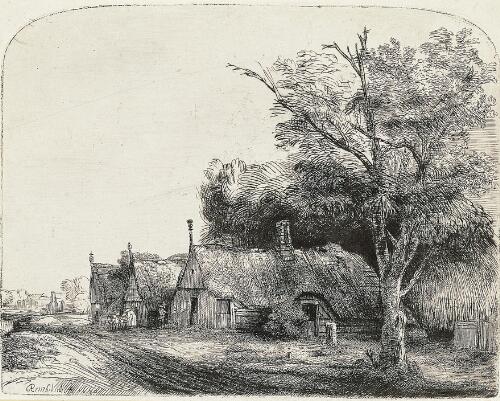 Landscape with Three Gabled Cottages Beside a Road
